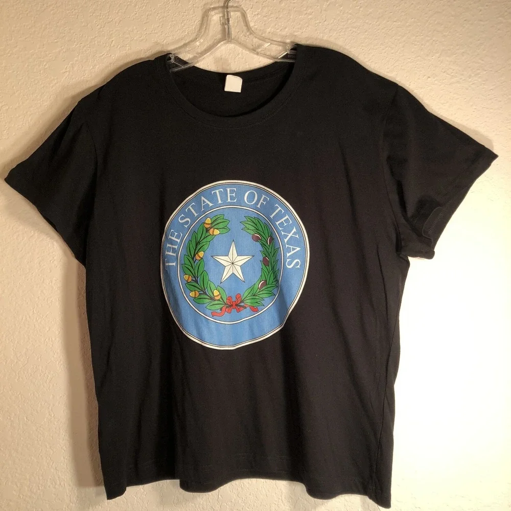STATE OF OF TEXAS LOGO WOMEN'S  XL  BLACK T-SHIRT